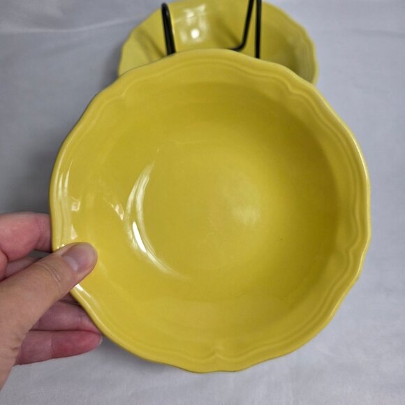 TWO Federalist by Sears Buttercup Coupe Cereal Bowls Yellow with Scalloped Edge - Picture 2 of 9